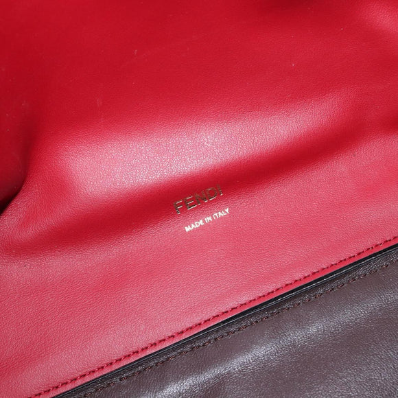FENDI Peek A Boo X-Rite Hand Bag Leather Black Gold Auth 205424V