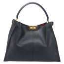 FENDI Peek A Boo X-Rite Hand Bag Leather Black Gold Auth 205424V-13