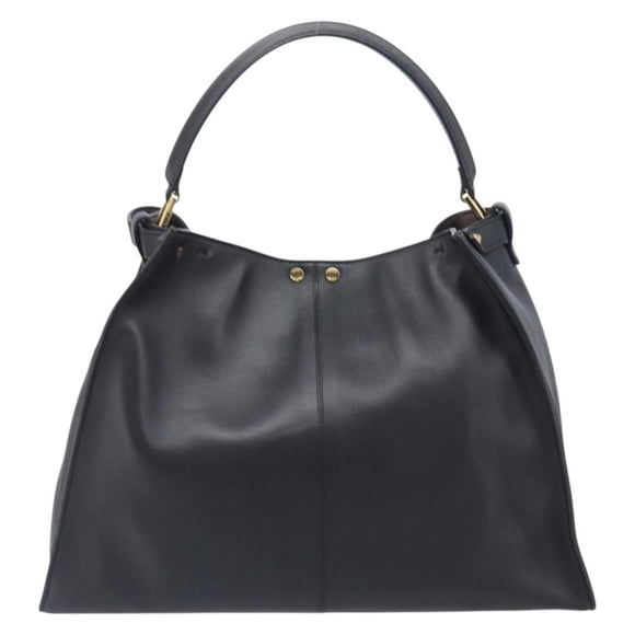 FENDI Peek A Boo X-Rite Hand Bag Leather Black Gold Auth 205424V