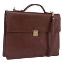 Saint Laurent Business Bag Leather 2way Brown Gold Auth 205426-1
