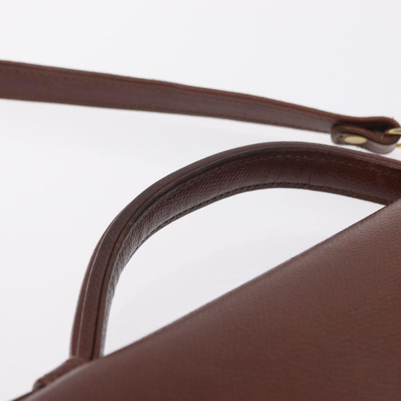 Saint Laurent Business Bag Leather 2way Brown Gold Auth 205426