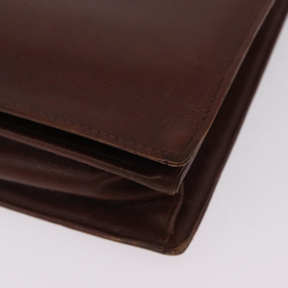 Saint Laurent Business Bag Leather 2way Brown Gold Auth 205426