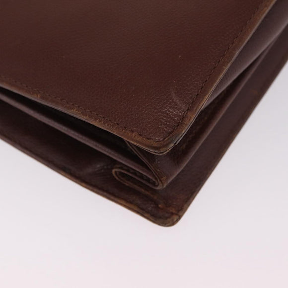Saint Laurent Business Bag Leather 2way Brown Gold Auth 205426