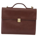 Saint Laurent Business Bag Leather 2way Brown Gold Auth 205426-2