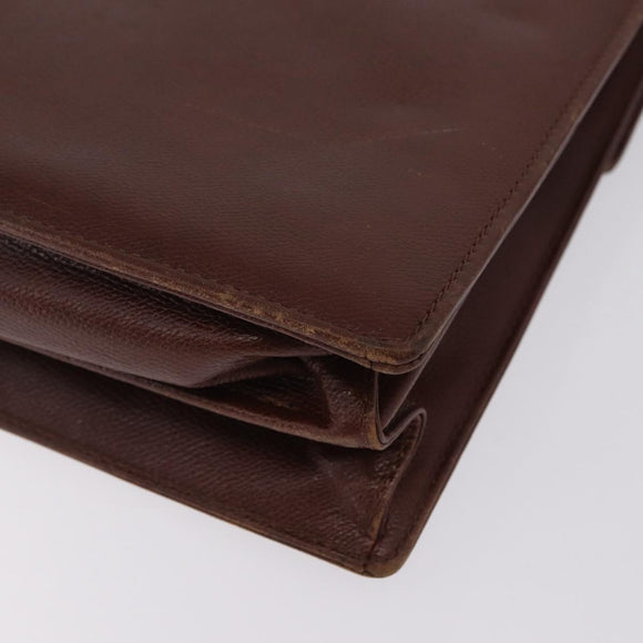 Saint Laurent Business Bag Leather 2way Brown Gold Auth 205426