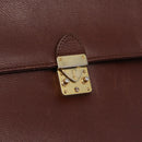 Saint Laurent Business Bag Leather 2way Brown Gold Auth 205426-22