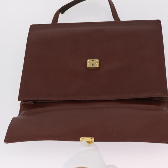 Saint Laurent Business Bag Leather 2way Brown Gold Auth 205426