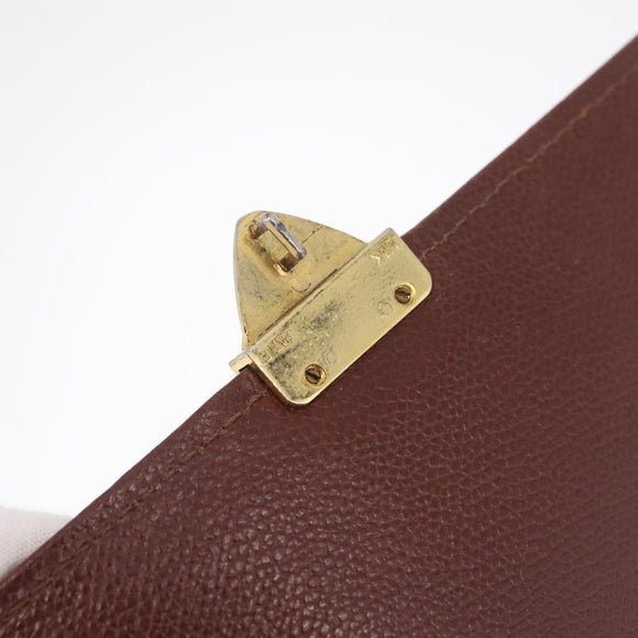 Saint Laurent Business Bag Leather 2way Brown Gold Auth 205426
