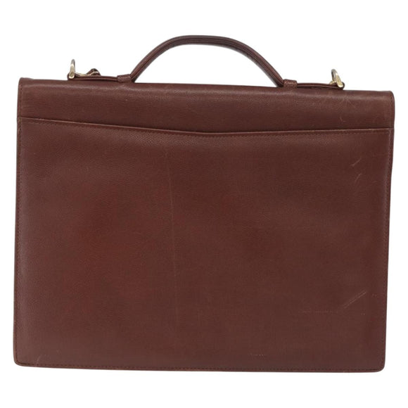 Saint Laurent Business Bag Leather 2way Brown Gold Auth 205426