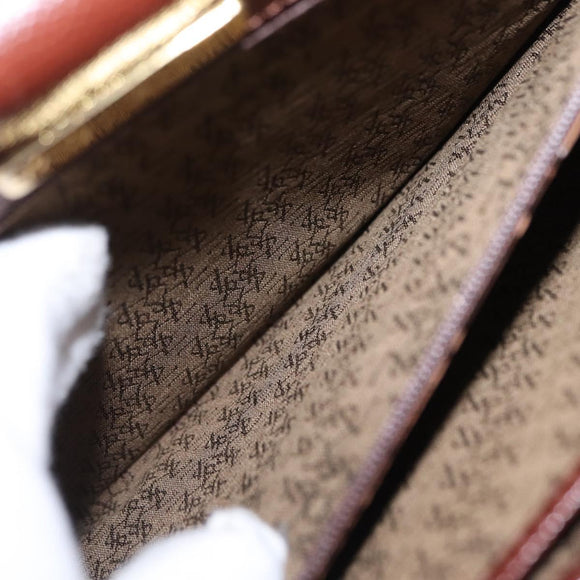 Saint Laurent Business Bag Leather 2way Brown Gold Auth 205426