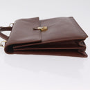 Saint Laurent Business Bag Leather 2way Brown Gold Auth 205426-6