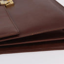 Saint Laurent Business Bag Leather 2way Brown Gold Auth 205426-7