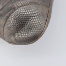 Salvatore Ferragamo Gancini Hand Bag Croco Embossing Silver Gold Auth 205427A-11