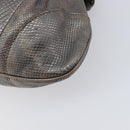 Salvatore Ferragamo Gancini Hand Bag Croco Embossing Silver Gold Auth 205427A-12