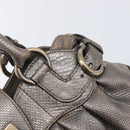 Salvatore Ferragamo Gancini Hand Bag Croco Embossing Silver Gold Auth 205427A-14