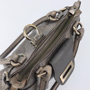 Salvatore Ferragamo Gancini Hand Bag Croco Embossing Silver Gold Auth 205427A-16
