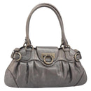 Salvatore Ferragamo Gancini Hand Bag Croco Embossing Silver Gold Auth 205427A-2