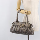 Salvatore Ferragamo Gancini Hand Bag Croco Embossing Silver Gold Auth 205427A-25