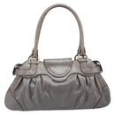 Salvatore Ferragamo Gancini Hand Bag Croco Embossing Silver Gold Auth 205427A-3