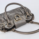 Salvatore Ferragamo Gancini Hand Bag Croco Embossing Silver Gold Auth 205427A-6