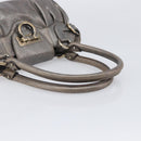 Salvatore Ferragamo Gancini Hand Bag Croco Embossing Silver Gold Auth 205427A-7