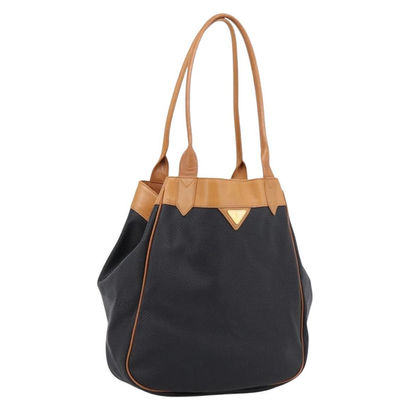 Saint Laurent Tote Bag PVC Canvas Black Gold Auth 205428