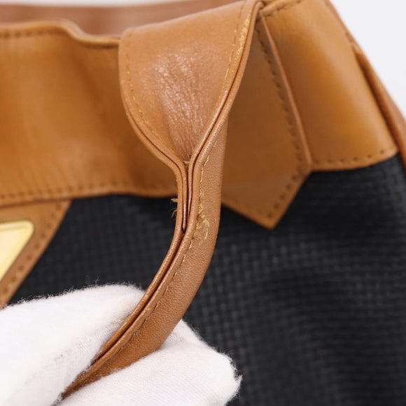 Saint Laurent Tote Bag PVC Canvas Black Gold Auth 205428