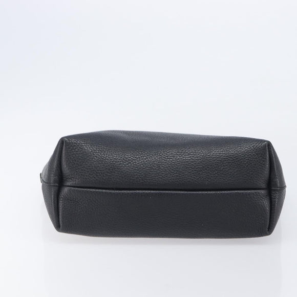 Salvatore Ferragamo Gancini Hand Bag Leather Black Silver Auth 205429A