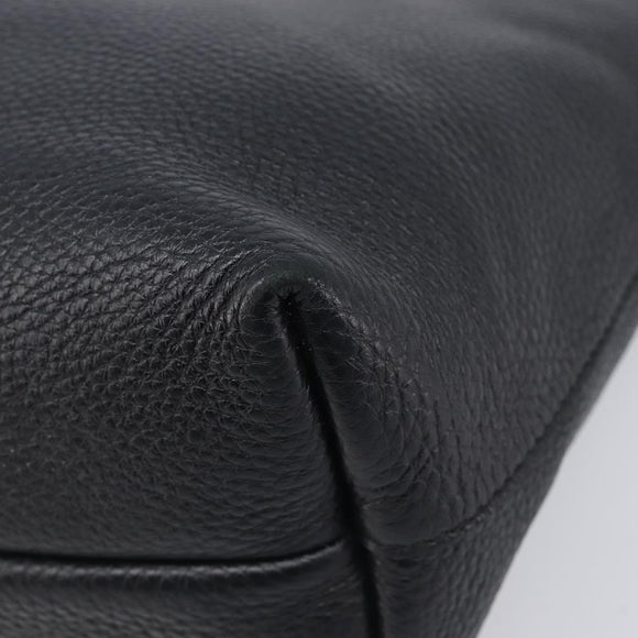 Salvatore Ferragamo Gancini Hand Bag Leather Black Silver Auth 205429A