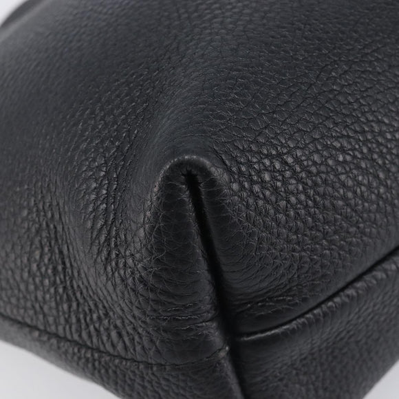 Salvatore Ferragamo Gancini Hand Bag Leather Black Silver Auth 205429A