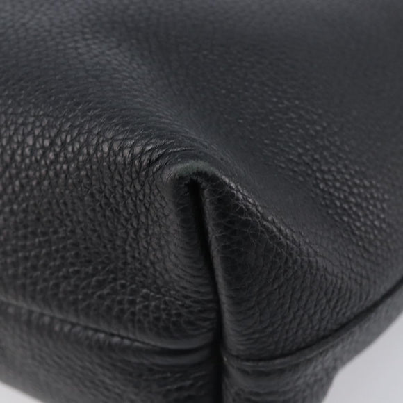 Salvatore Ferragamo Gancini Hand Bag Leather Black Silver Auth 205429A