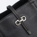 Salvatore Ferragamo Gancini Hand Bag Leather Black Silver Auth 205429A-17
