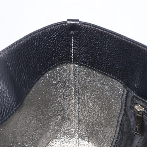 Salvatore Ferragamo Gancini Hand Bag Leather Black Silver Auth 205429A