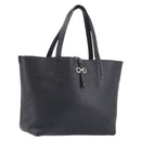 Salvatore Ferragamo Gancini Hand Bag Leather Black Silver Auth 205429A-1