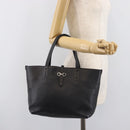 Salvatore Ferragamo Gancini Hand Bag Leather Black Silver Auth 205429A-23