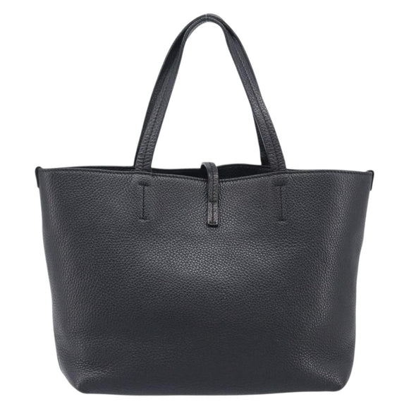 Salvatore Ferragamo Gancini Hand Bag Leather Black Silver Auth 205429A