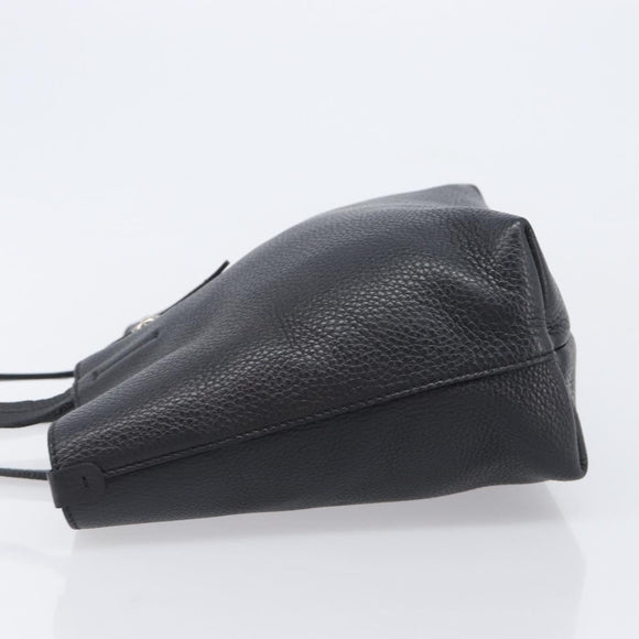 Salvatore Ferragamo Gancini Hand Bag Leather Black Silver Auth 205429A