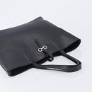 Salvatore Ferragamo Gancini Hand Bag Leather Black Silver Auth 205429A-6
