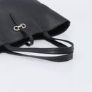 Salvatore Ferragamo Gancini Hand Bag Leather Black Silver Auth 205429A-7