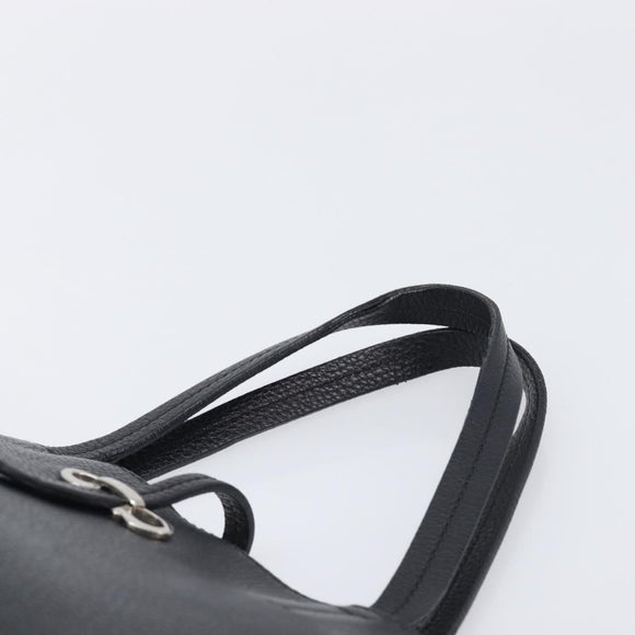 Salvatore Ferragamo Gancini Hand Bag Leather Black Silver Auth 205429A