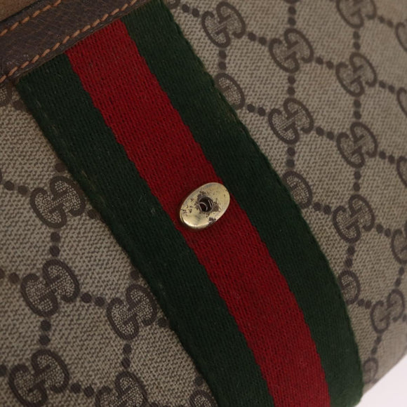 GUCCI GG Supreme Web Sherry Line Bag PVC Beige Gold 84 014 3087 25 Auth 205430