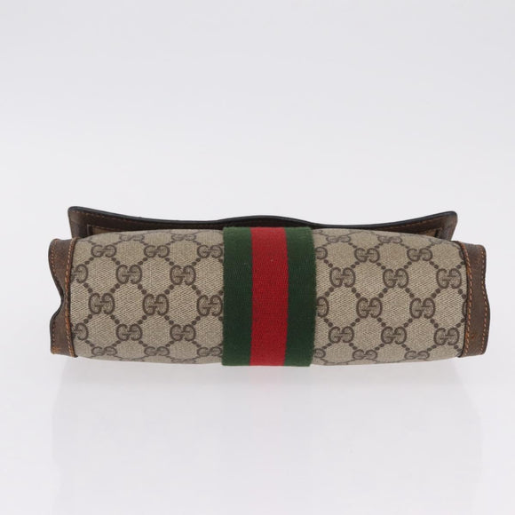 GUCCI GG Supreme Web Sherry Line Bag PVC Beige Gold 84 014 3087 25 Auth 205430