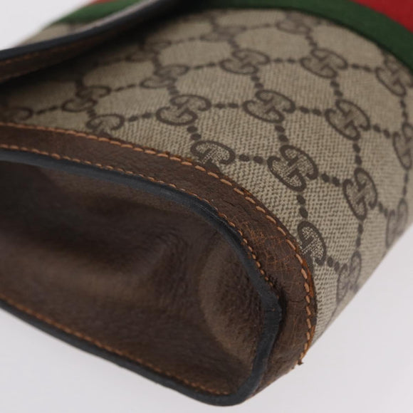 GUCCI GG Supreme Web Sherry Line Bag PVC Beige Gold 84 014 3087 25 Auth 205430