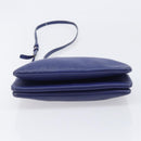 CELINE Trio Shoulder Bag Leather Blue Gold Auth 205438-10
