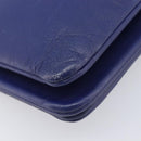 CELINE Trio Shoulder Bag Leather Blue Gold Auth 205438-12