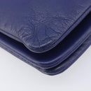 CELINE Trio Shoulder Bag Leather Blue Gold Auth 205438-14