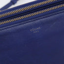 CELINE Trio Shoulder Bag Leather Blue Gold Auth 205438-16