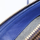 CELINE Trio Shoulder Bag Leather Blue Gold Auth 205438-19