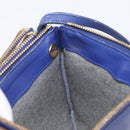 CELINE Trio Shoulder Bag Leather Blue Gold Auth 205438-22