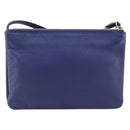 CELINE Trio Shoulder Bag Leather Blue Gold Auth 205438-3